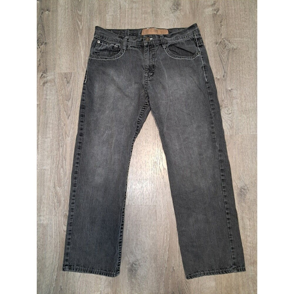 Y2K South Pole Premium Embroidered Bandana Floral Mens Denim Jeans 38x29 Gray